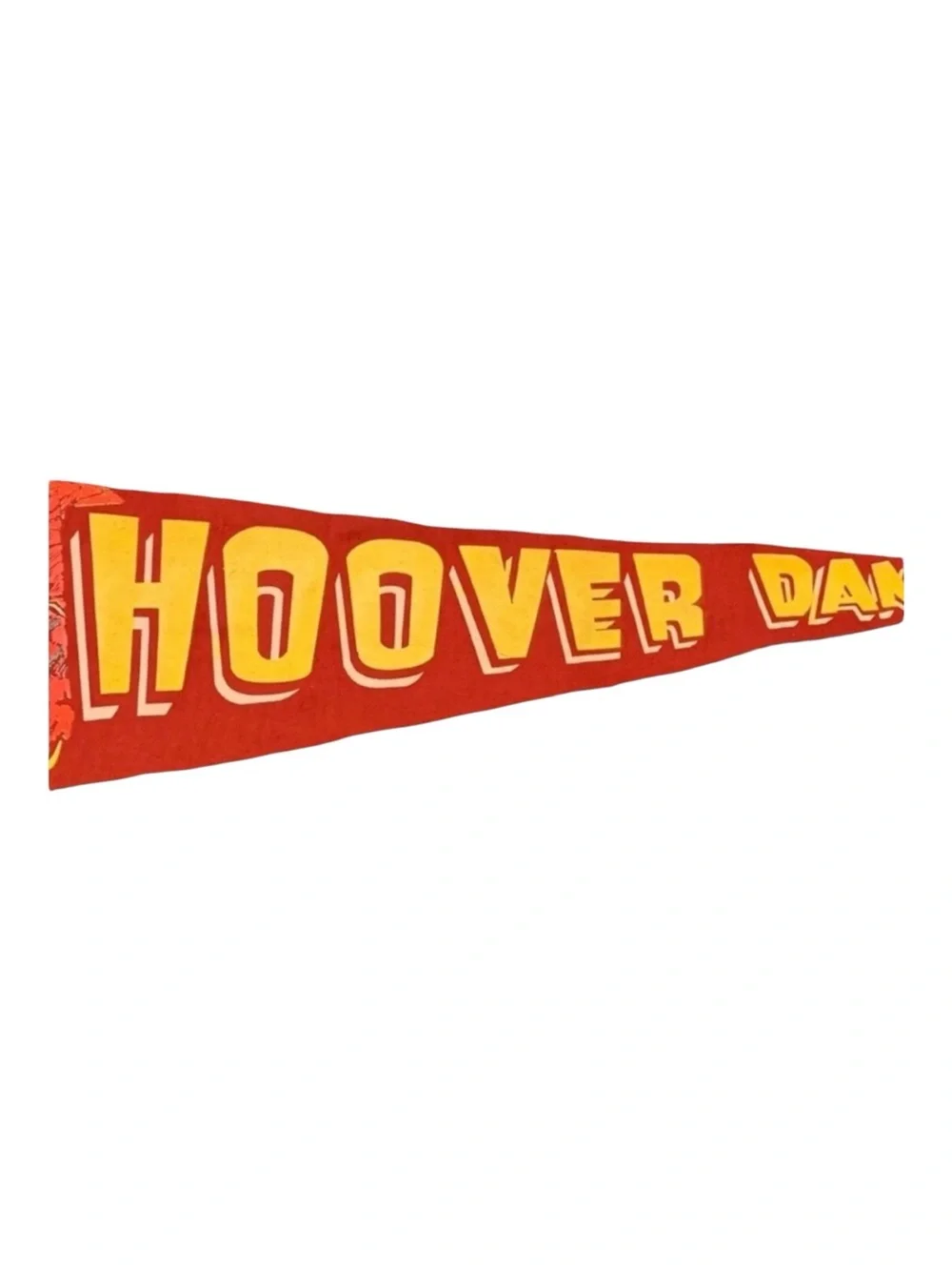 Vintage Felt Niagara Falls & Hoover Dam Souvenir Pennant  - Red, Gray
